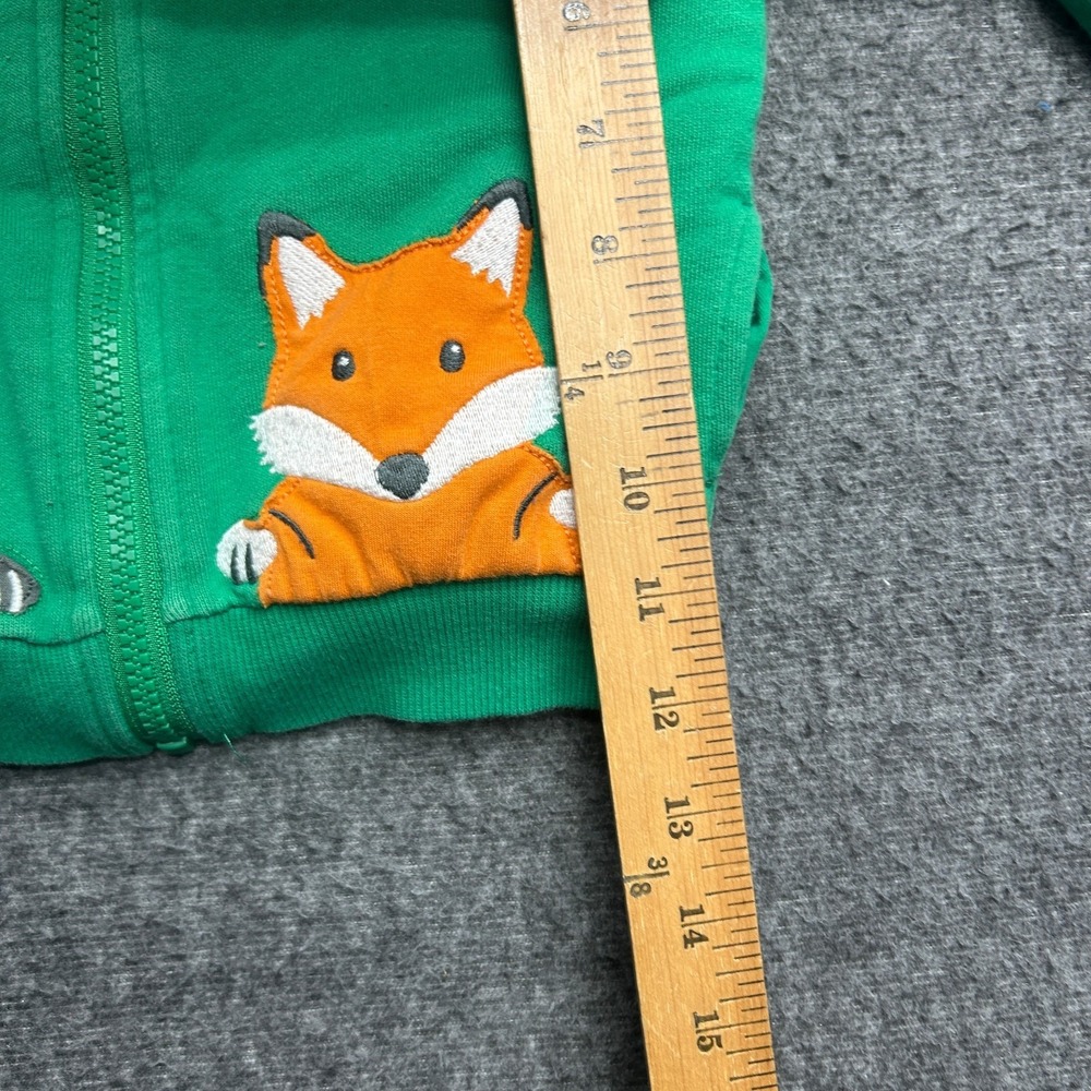 Baby Boden Hoodie Green Raccoon Fox Applique Kids Size 9-12M‎ Full Zip Boys - Picture 6 of 7